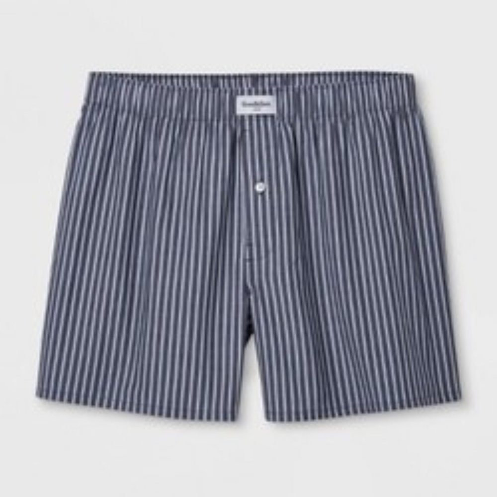2 Pack M Gray Striped Men's Woven Boxer Shorts